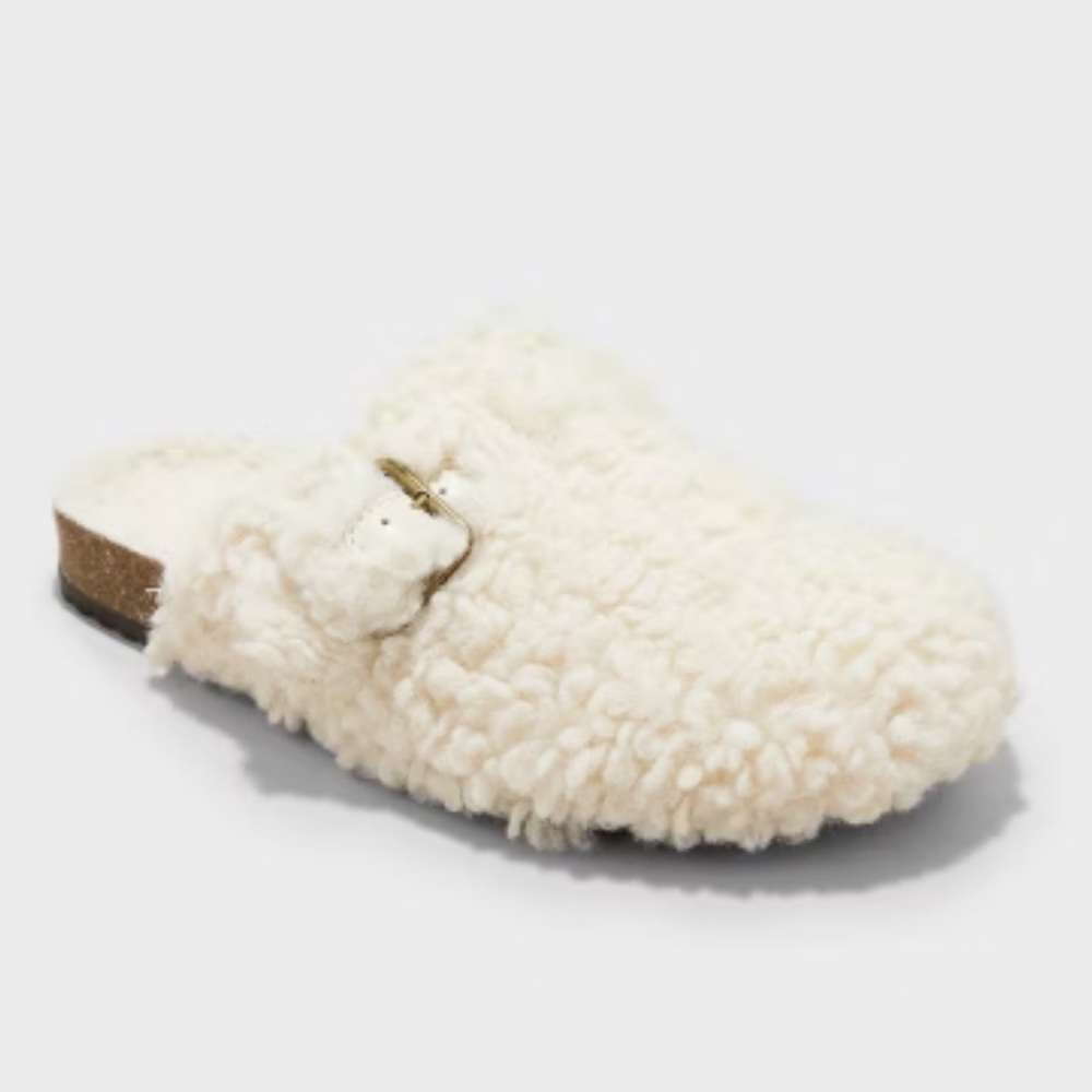NWT Cat & Jack Sherpa Faux Shearling Slip On Loafers in White - Size 13 (Kids)